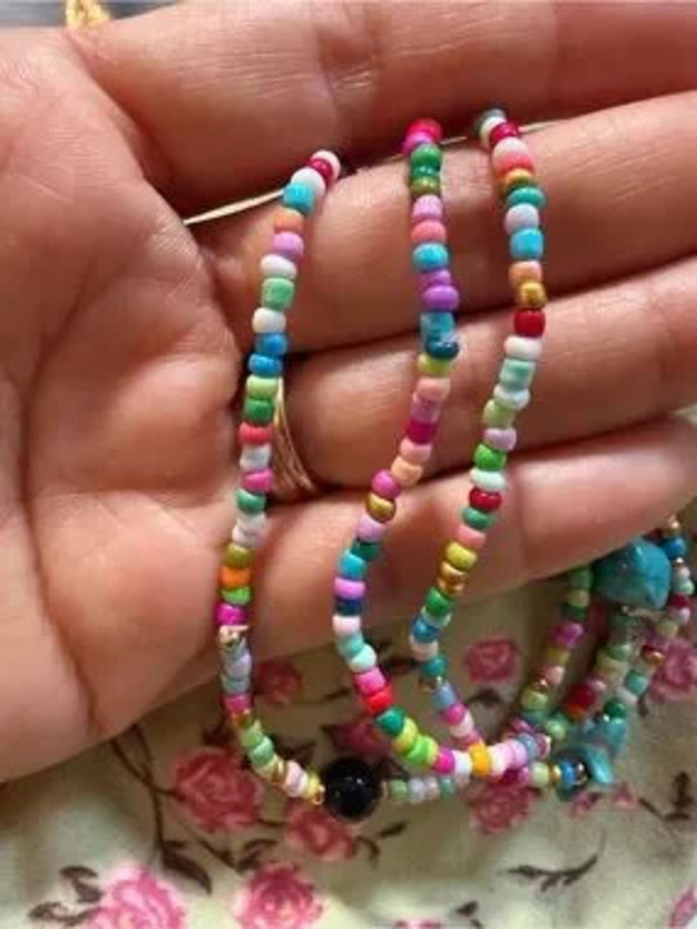 Colorful Beaded Anklet Set with Turquoise Star Charm